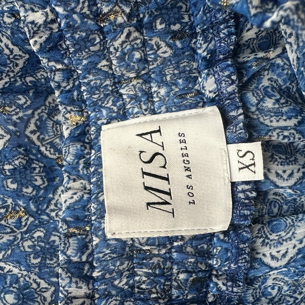 MISA Los Angeles Blue and White Patterned Blouse & Skirt Co-ord Set - Picture 5 of 5